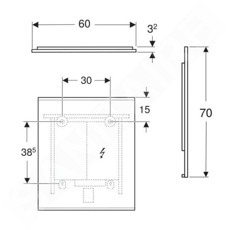 Geberit Option - Miroir avec éclairage LED et chauffage, 60x70 cm, noir mat 502.781.14.1