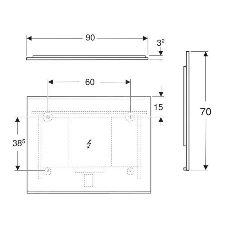 Geberit Option - Miroir avec éclairage LED et chauffage, 90x70 cm, noir mat 502.783.14.1