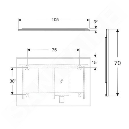 Geberit Option - Miroir avec éclairage LED et chauffage, 105x70 cm, aluminium 502.784.00.1