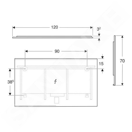 Geberit Option - Miroir avec éclairage LED et chauffage, 120x70 cm, noir mat 502.785.14.1