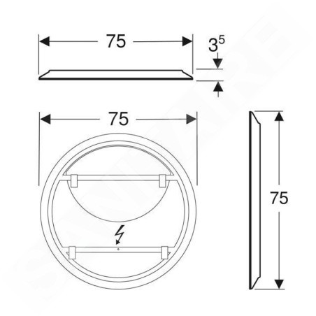 Geberit Option - Miroir avec éclairage LED, diamètre 75 cm 502.798.00.1