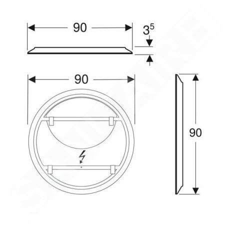 Geberit Option - Miroir avec éclairage LED, diamètre 90cm 502.799.00.1