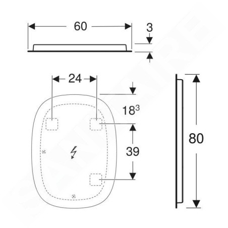 Geberit Option - Miroir avec éclairage LED, 60x80 cm 502.800.00.1