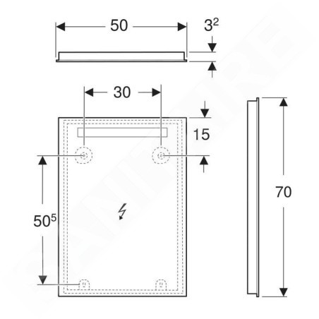 Geberit Option - Miroir avec éclairage LED, 50x70 cm, aluminium 502.804.00.1