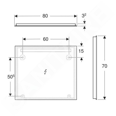 Geberit Option - Miroir avec éclairage LED, 80x70 cm, aluminium 502.807.00.1