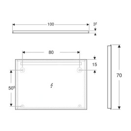 Geberit Option - Miroir avec éclairage LED, 100x70 cm, aluminium 502.809.00.1