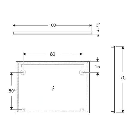 Geberit Option - Miroir avec éclairage LED, 100x70 cm, aluminium 502.809.00.1