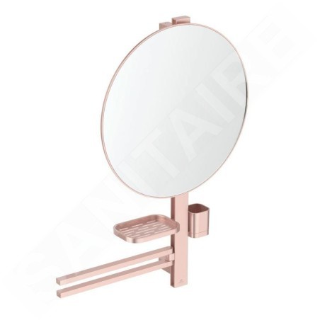 Ideal Standard ALU+ - Miroir avec porte-serviettes, tablette et gobelet pour brosses à dents et dentifrice, rosé BD587RO