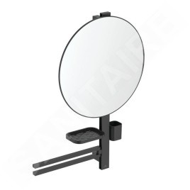 Ideal Standard ALU+ - Miroir avec porte-serviettes, tablette et gobelet pour brosses à dents et dentifrice, soie noire BD587XG