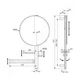 Ideal Standard ALU+ - Miroir avec porte-serviettes, tablette et gobelet pour brosses à dents et dentifrice, soie noire BD587XG