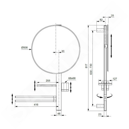 Ideal Standard ALU+ - Miroir avec porte-serviettes, tablette et gobelet pour brosses à dents et dentifrice, soie noire BD587XG