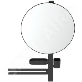 Ideal Standard ALU+ - Miroir avec porte-serviettes, tablette et gobelet pour brosses à dents et dentifrice, soie noire BD587XG