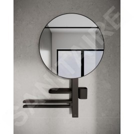 Ideal Standard ALU+ - Miroir avec porte-serviettes, tablette et gobelet pour brosses à dents et dentifrice, soie noire BD587XG