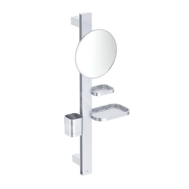 Ideal Standard ALU+ - Miroir cosmétique avec étagère et gobelet pour brosses à dents et dentifrice, argenté BD589SI Ideal Standard ALU+ - Miroir cosmétique avec étagère et gobelet pour brosses à dents et dentifrice, argenté BD589SI