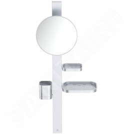 Ideal Standard ALU+ - Miroir cosmétique avec étagère et gobelet pour brosses à dents et dentifrice, argenté BD589SI