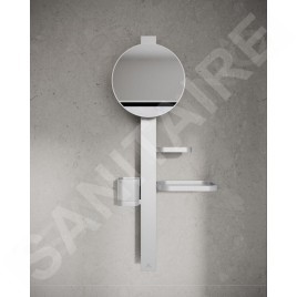 Ideal Standard ALU+ - Miroir cosmétique avec étagère et gobelet pour brosses à dents et dentifrice, argenté BD589SI