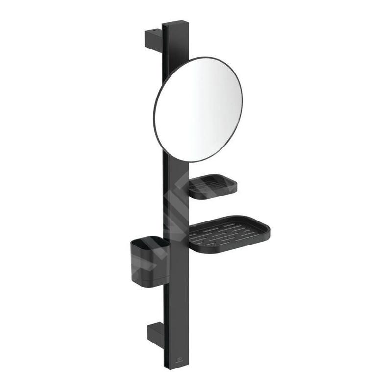 Ideal Standard ALU+ - Miroir cosmétique avec étagère et gobelet pour brosses à dents et dentifrice, soie noire BD589XG Ideal Standard ALU+ - Miroir cosmétique avec étagère et gobelet pour brosses à dents et dentifrice, soie noire BD589XG