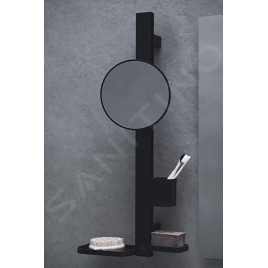 Ideal Standard ALU+ - Miroir cosmétique avec étagère et gobelet pour brosses à dents et dentifrice, soie noire BD589XG