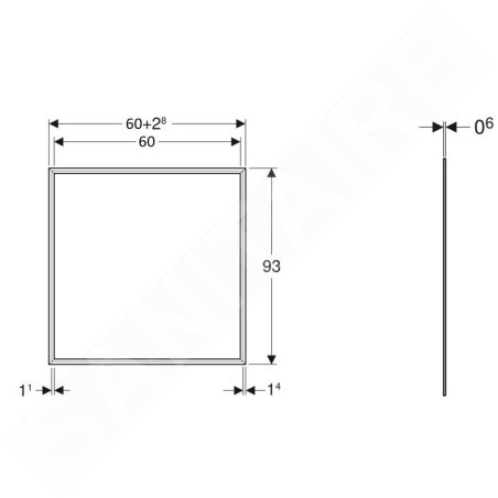 Geberit ONE - Cadre de finition 600x930 mm, pour armoire à glace encastrée Geberit ONE, noir mat 505.841.00.3