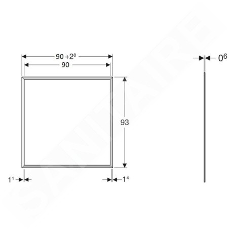 Geberit ONE - Cadre de finition 900x930 mm, pour armoire à glace encastrée Geberit ONE, noir mat 505.843.00.3