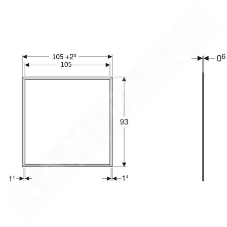 Geberit ONE - Cadre de finition 1050x930 mm, pour armoire à glace encastrée Geberit ONE, noir mat 505.844.00.3