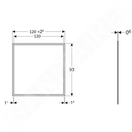 Geberit ONE - Cadre de finition 1200x930 mm, pour armoire à glace encastrée Geberit ONE, noir mat 505.845.00.3