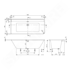 Villeroy & Boch Collaro - Baignoire 1800x800 mm avec garniture de vidage et de trop-plein, blanc UBA180COR9CL00VD01