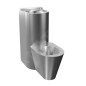 Sanela WC en inox - Ensemble WC à poser / lavabo , piezo, Antivandalisme, inox mat SLWN 28P