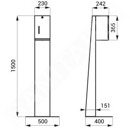 Sanela Distributeurs en inox - Distributeur automatique de désinfectant sur pied, volume 5 l, alimentation par pile, inox mat