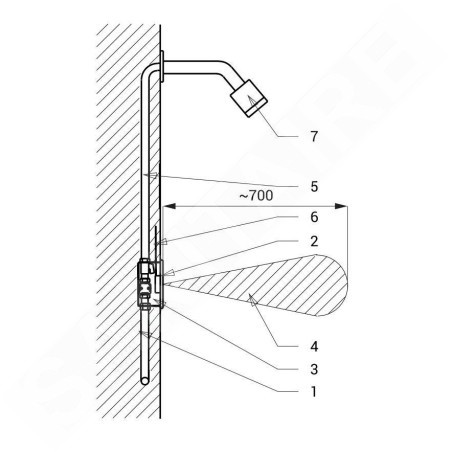Sanela Douches à capteur - Commande inox avec système électronique infrarouge ALS, pour 1 type d’eau, alimentation sur piles,