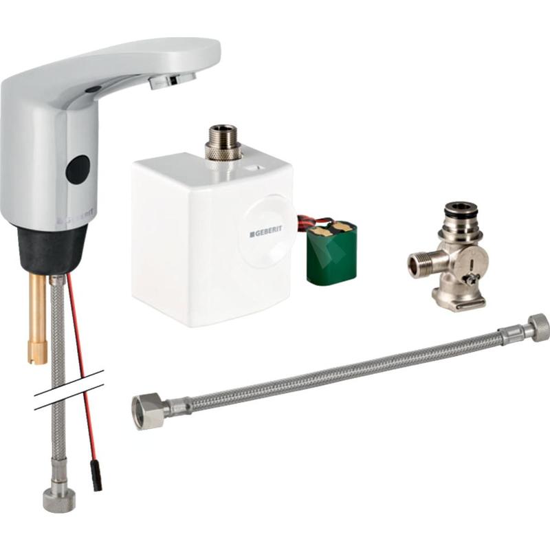 Geberit Public - Robinet de lavabo type 185, sans contact, avec générateur et mélangeur, chrome 116.365.21.1