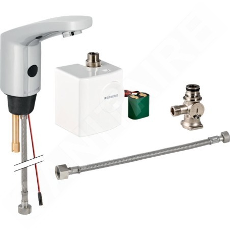 Geberit Public - Robinet de lavabo type 185, sans contact, avec générateur et mélangeur, chrome 116.365.21.1