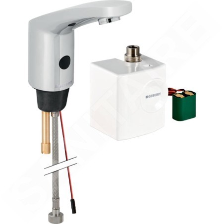Geberit Public - Robinet de lavabo type 185, sans contact, avec générateur, sans mélangeur, chrome 116.335.21.1
