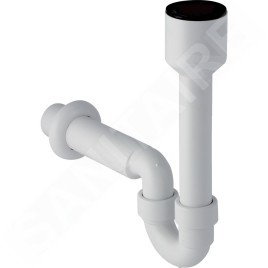 Geberit Accessoires - Siphon en tube pour déversoir mural, sortie horizontale, d 50 mm, blanc alpin 152.701.11.1
