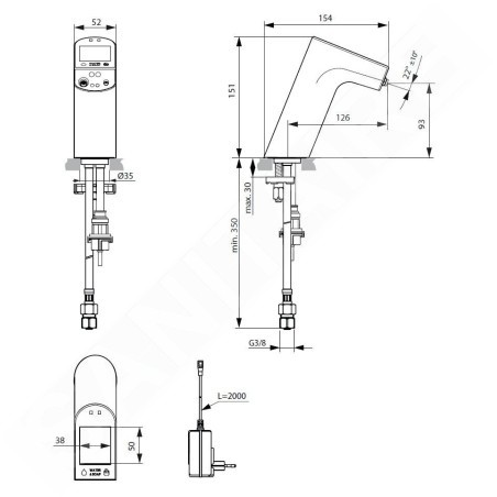 Ideal Standard Intellimix - Mitigeur de lavabo de capteur avec dosage de savon intégré, chrome A7488AA