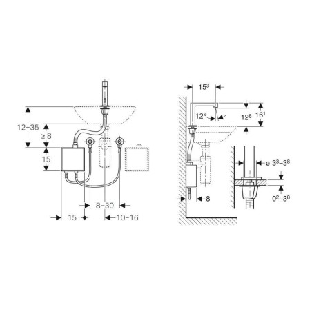 Geberit Brenta - Mitigeur de lavabo thermostatique électronique, alimentation depuis pile, chrome 116.178.21.1