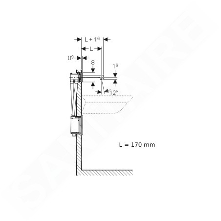 Geberit Brenta - Mitigeur de lavabo thermostatique électronique encastré, longueur 170 mm, alimentation depuis pile, chrome