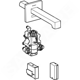 Geberit Brenta - Mitigeur de lavabo thermostatique électronique encastré, longueur 170 mm, alimentation depuis pile, chrome