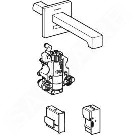Geberit Brenta - Mitigeur de lavabo thermostatique électronique encastré, longueur 220 mm, alimentation secteur, chrome
