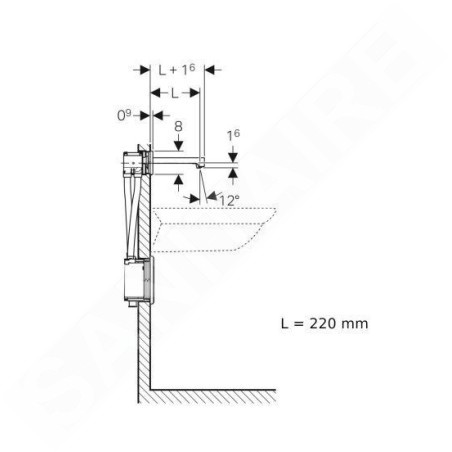 Geberit Brenta - Mitigeur de lavabo thermostatique électronique encastré, longueur 220 mm, alimentation depuis pile, chrome