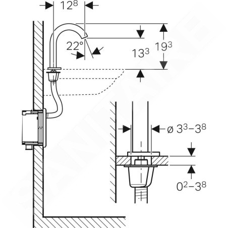 Geberit Piave - Mitigeur de lavabo thermostatique électronique, alimentation depuis pile, chrome 116.188.21.1