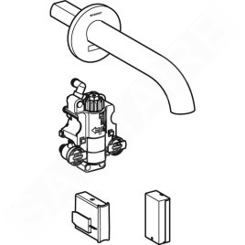 Geberit Piave - Mitigeur de lavabo thermostatique électronique encastré, longueur 220 mm, alimentation depuis pile, chrome
