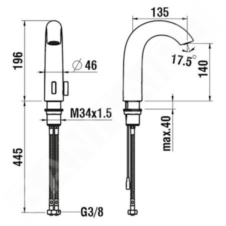Laufen Curvetronic - Mitigeur de lavabo électronique, avec mélangeur, alimentation secteur, inox brossé HF707153423000
