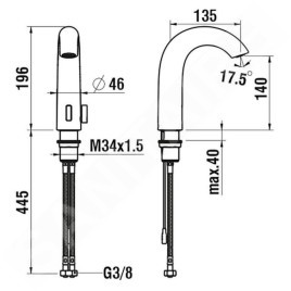 Laufen Curvetronic - Mitigeur de lavabo électronique, avec mélangeur, alimentation par batterie, inox brossé HF707153423060