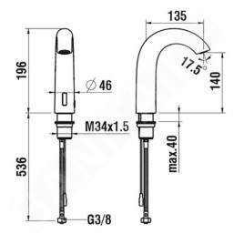 Laufen Curvetronic - Mitigeur de lavabo électronique, sans mélangeur, alimentation secteur, inox brossé HF707154423000