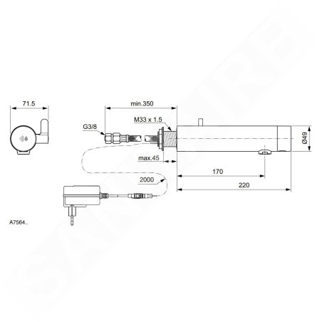 Ideal Standard SensorFlow - Mitigeur de lavabo à capteur avec mélangeur, alimentation secteur, noir satiné A7564XG