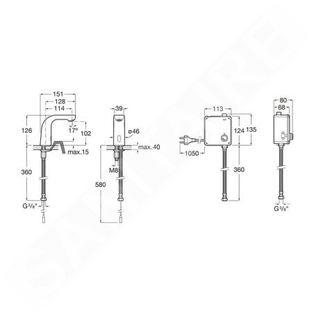 Roca L20 - Mitigeur de lavabo électronique, sans mélangeur, alimentation réseau, chrome A5A5709C00