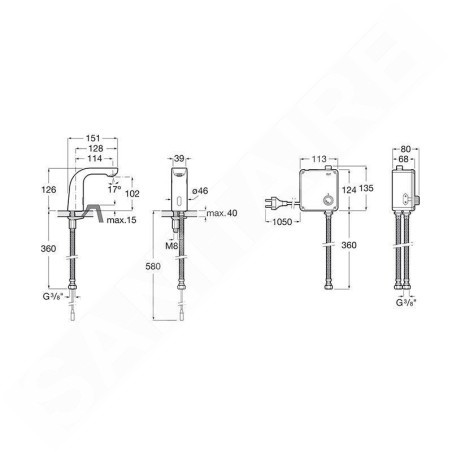 Roca L20 - Mitigeur de lavabo électronique, alimentation réseau, chrome A5A5509C00