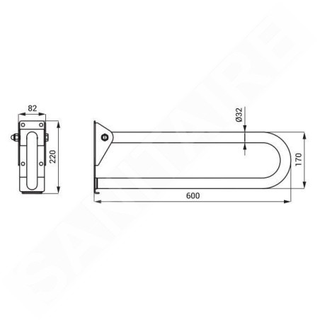 Sanela Poignées - Poignée, longueur 60 cm, rabattable, inox brillant SLZM 15