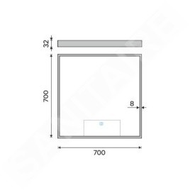 Nimco Miroirs - Miroir avec éclairage LED, 700x700 mm, capteur tactile, aluminium ZP 13077V
